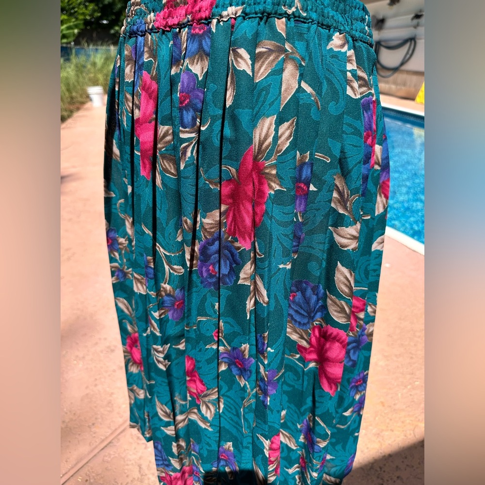 Alfred Dunner Teal Floral A-Line Skirt